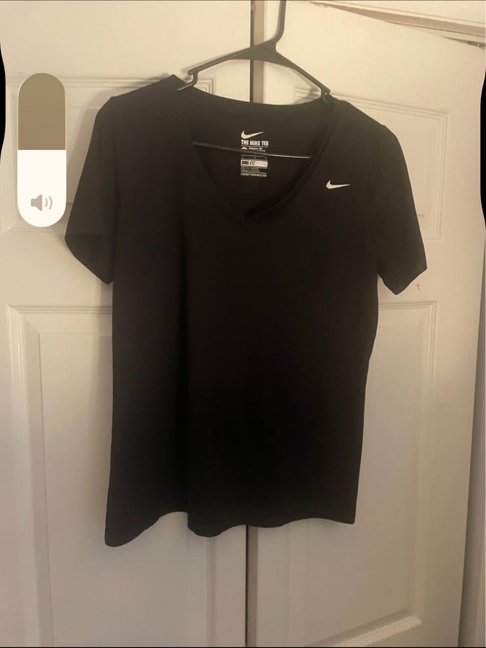 Nike Black V-Neck Short Sleeve Tee with White Swoosh
